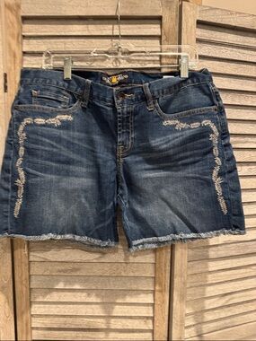 145. Lucky Brand Dark Blue Embroidered Denim Shorts